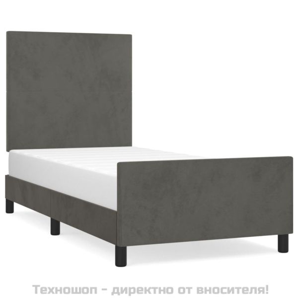 Рамка за легло без матрак, тъмносива, 100x200 см, кадифе
