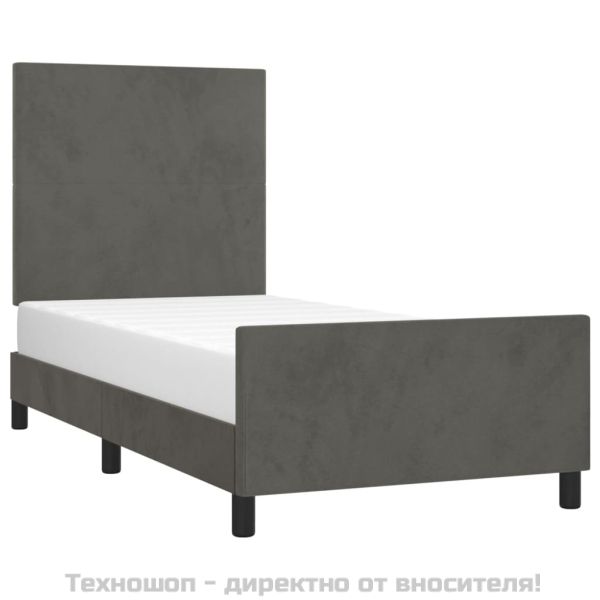 Рамка за легло без матрак, тъмносива, 100x200 см, кадифе