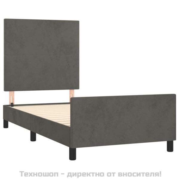 Рамка за легло без матрак, тъмносива, 100x200 см, кадифе