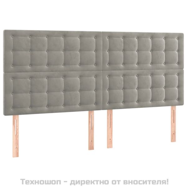 Рамка за легло без матрак, светлосива, 200x200 см, кадифе