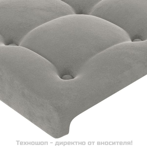 Рамка за легло без матрак, светлосива, 200x200 см, кадифе