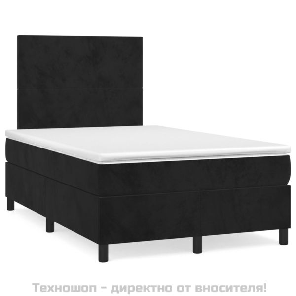 Боксспринг легло с матрак, черно, 120x200 см, кадифе