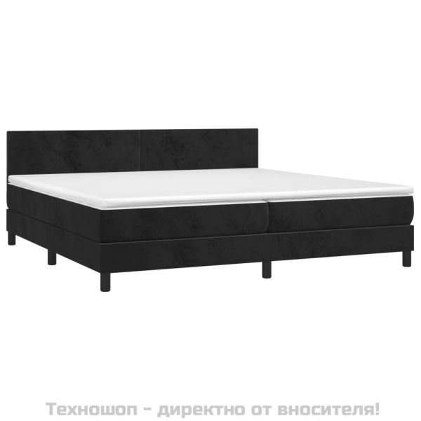 Боксспринг легло с матрак, черно, 200x200 см, кадифе