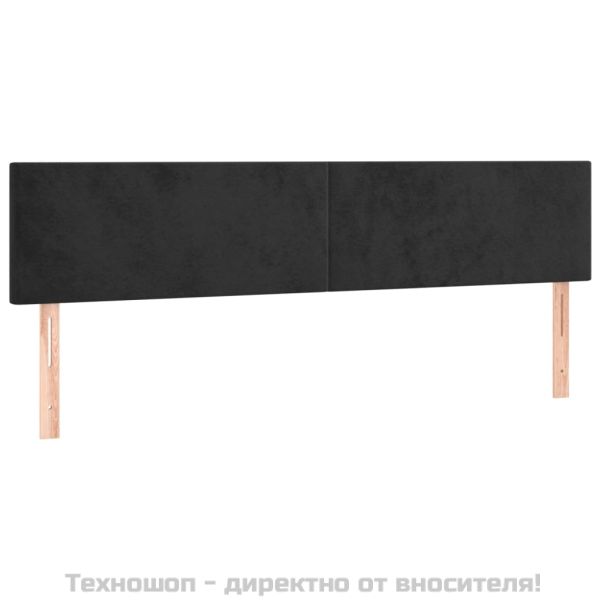 Боксспринг легло с матрак, черно, 200x200 см, кадифе