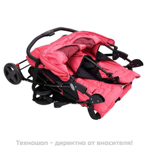 Количка за близнаци, червена, стомана