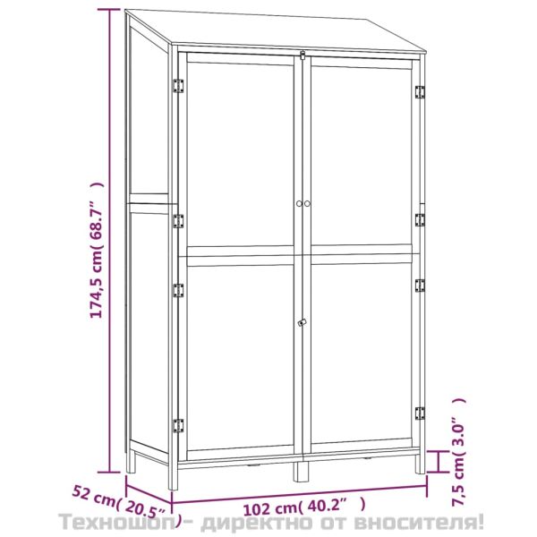 Градинска барака, антрацит, 102x52x174,5 см, чамово дърво масив