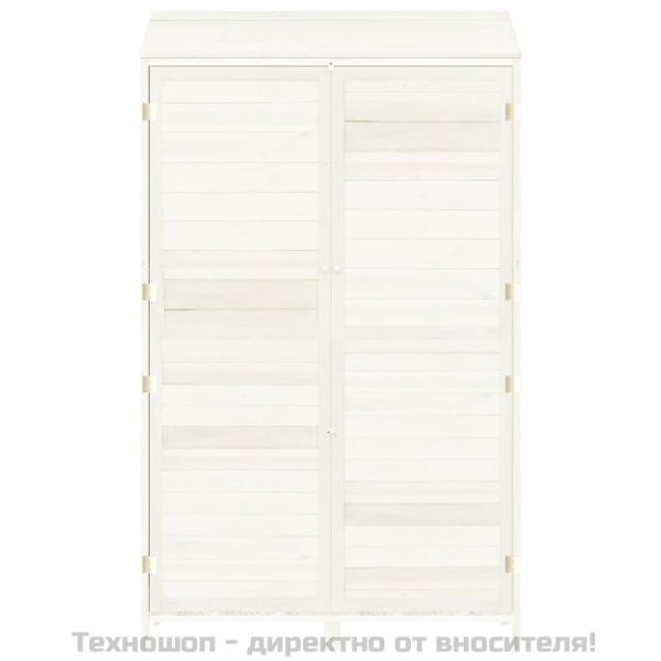 Градинска барака, бяла, 102x52x174,5 см, чамово дърво масив