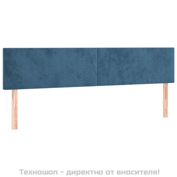 Табла за легло, тъмносиня, 200x5x78/88 см, кадифе