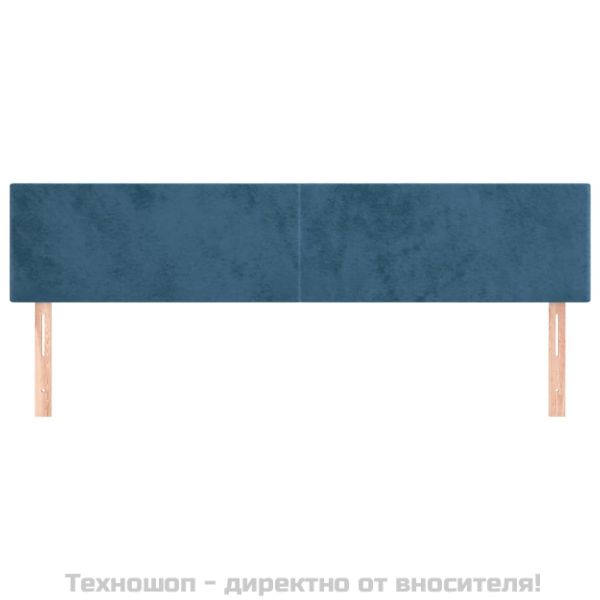 Табла за легло, тъмносиня, 200x5x78/88 см, кадифе