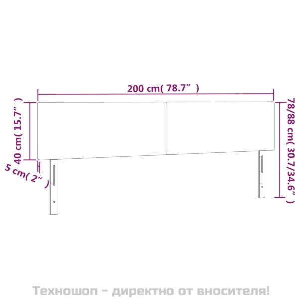 Табла за легло, тъмносиня, 200x5x78/88 см, кадифе