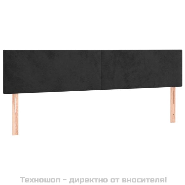 Табла за легло, черна, 200x5x78/88 см, кадифе