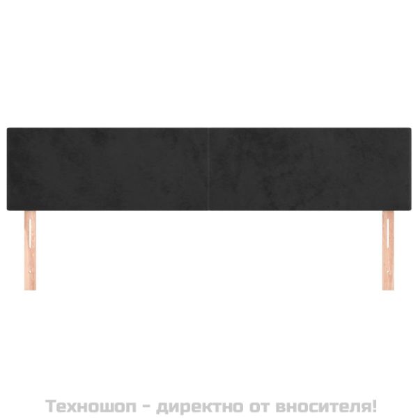 Табла за легло, черна, 200x5x78/88 см, кадифе