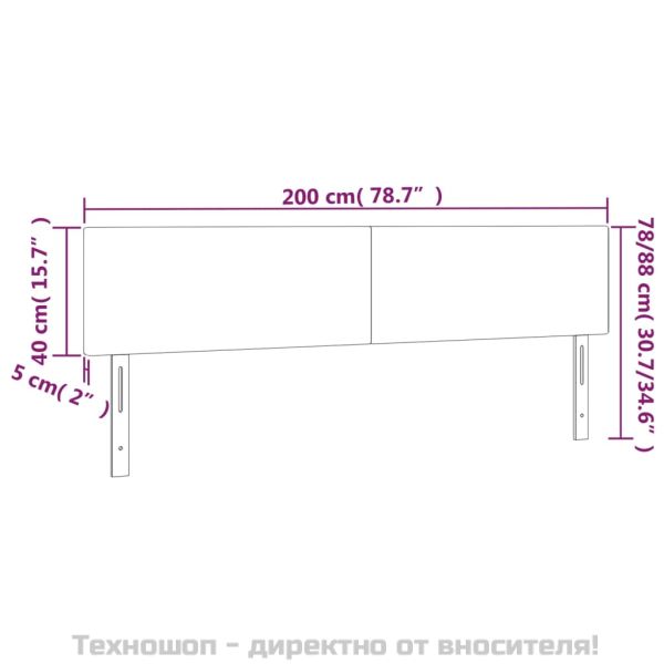 Табла за легло, черна, 200x5x78/88 см, кадифе
