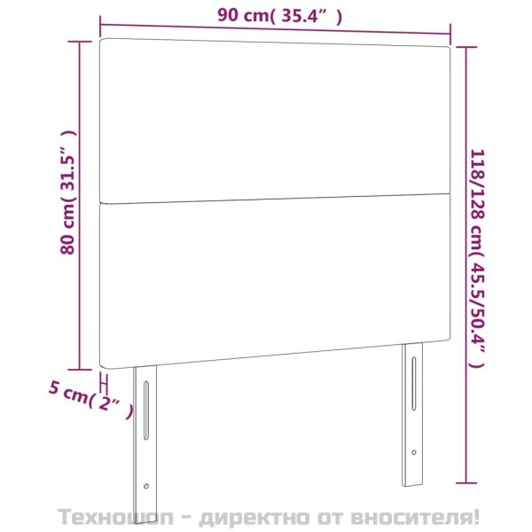 Табла за легло, светло сива, 90x5x118/128 см, плат