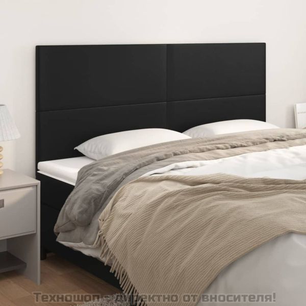 Табла за легло, черна, 160x5x118/128 см, изкуствена кожа