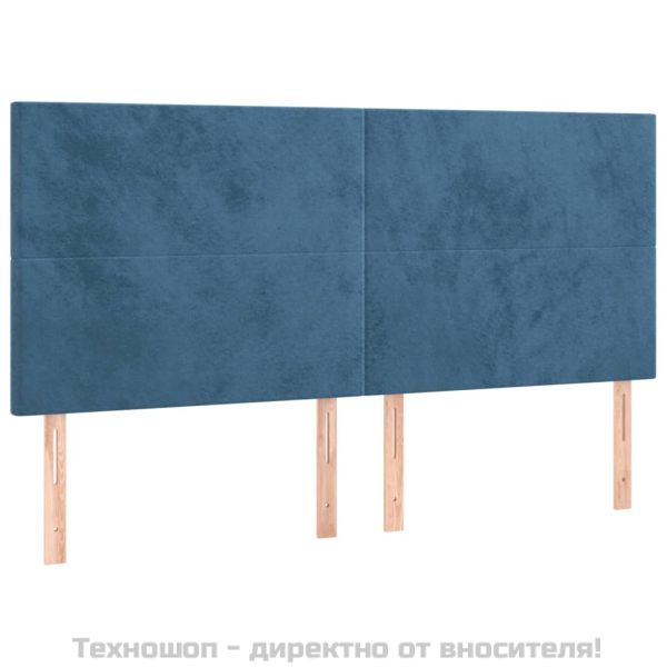 Табла за легло, тъмносиня, 200x5x118/128 см, кадифе