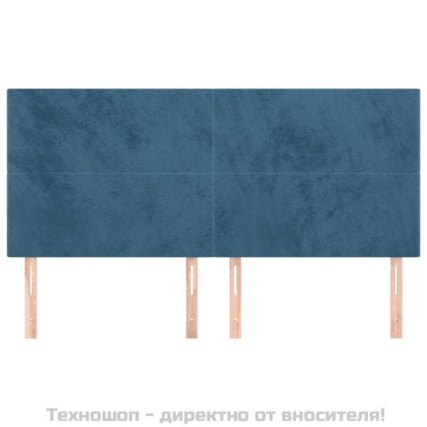 Табла за легло, тъмносиня, 200x5x118/128 см, кадифе