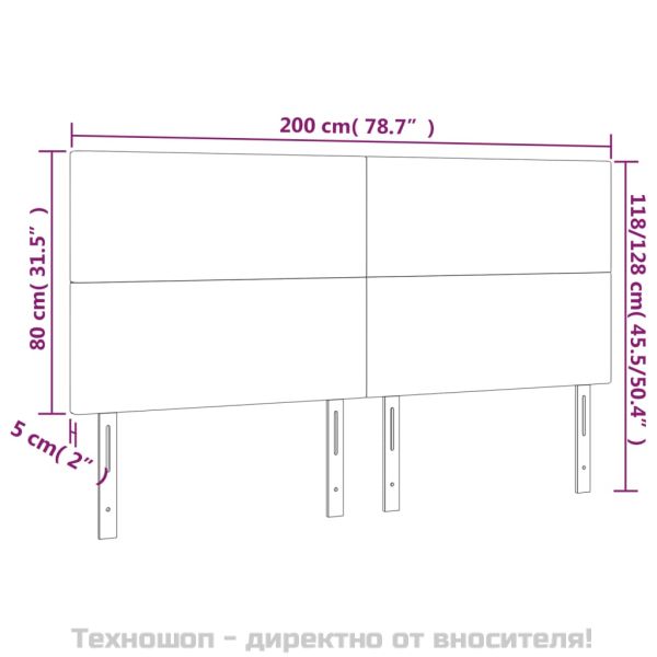 Табла за легло, тъмносива, 200x5x118/128 см, кадифе
