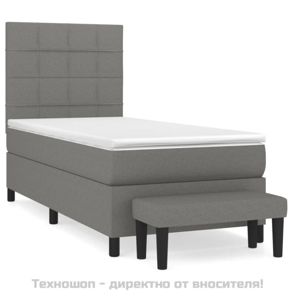 Боксспринг легло с матрак, тъмносив, 80x200 см, плат
