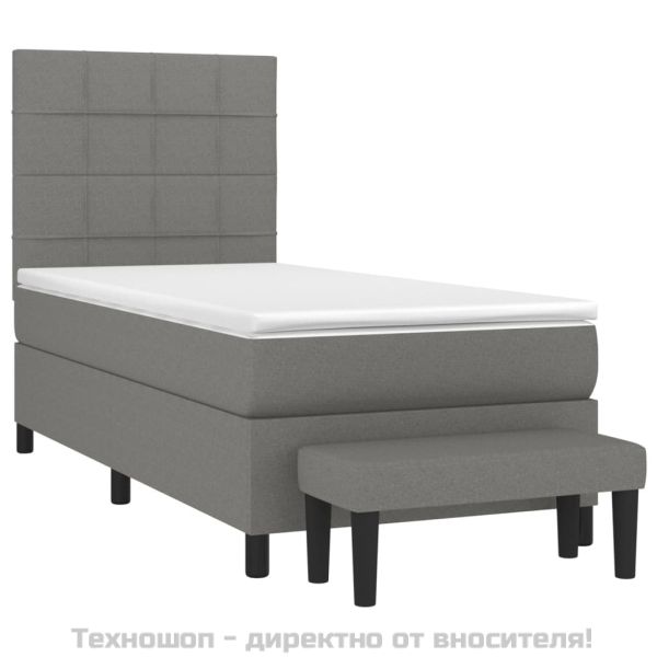 Боксспринг легло с матрак, тъмносив, 80x200 см, плат