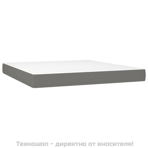 Боксспринг легло с матрак и LED, тъмносиво, 180x200 см, плат