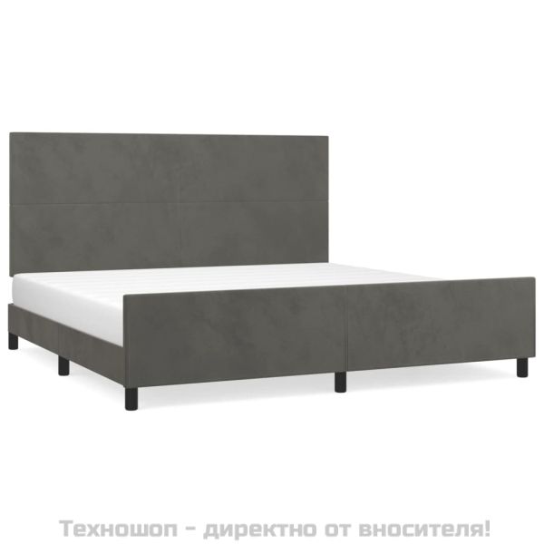 Рамка за легло без матрак, тъмносива, 200x200 см, кадифе
