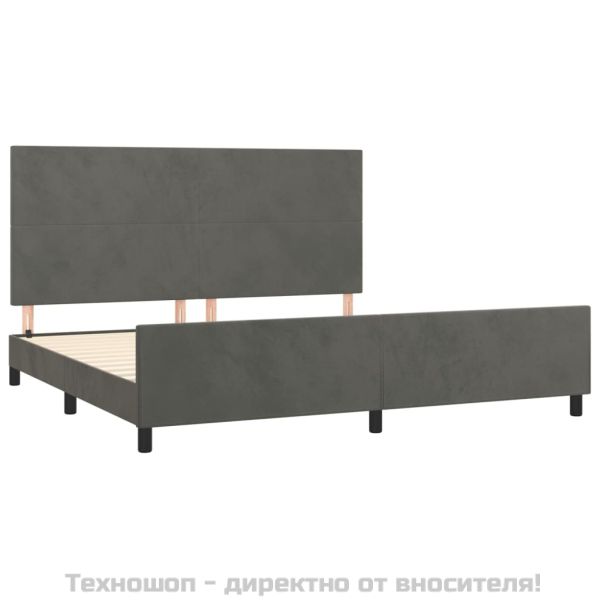 Рамка за легло без матрак, тъмносива, 200x200 см, кадифе