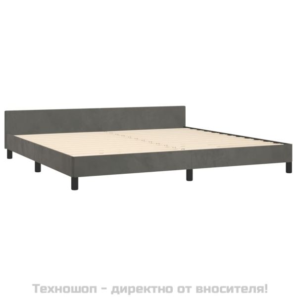 Рамка за легло без матрак, тъмносива, 200x200 см, кадифе