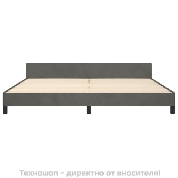 Рамка за легло без матрак, тъмносива, 200x200 см, кадифе