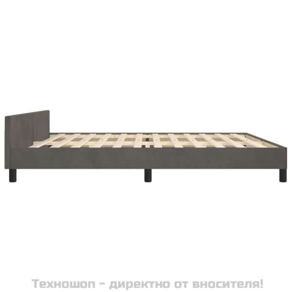 Рамка за легло без матрак, тъмносива, 200x200 см, кадифе