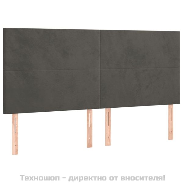 Рамка за легло без матрак, тъмносива, 200x200 см, кадифе