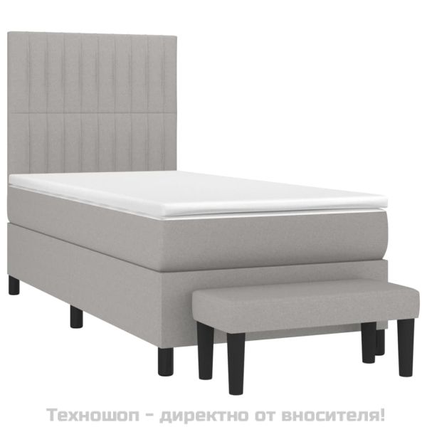 Боксспринг легло с матрак, светлосива, 90x190 см, плат