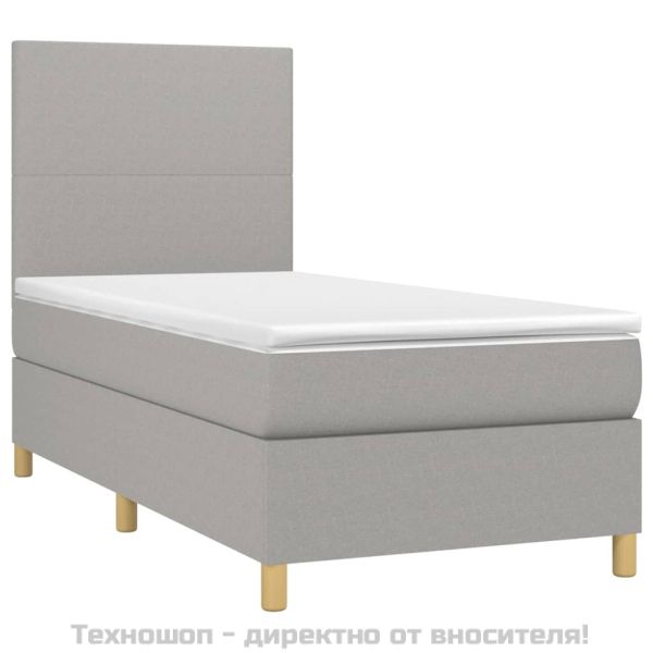 Боксспринг легло с матрак, светлосива, 90x190 см, плат
