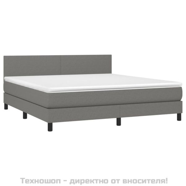 Боксспринг легло с матрак, тъмносиво, 180x200 см, плат