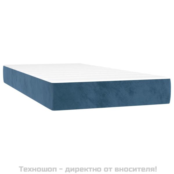 Боксспринг легло с матрак, тъмносиньо, 200x200 см, кадифе
