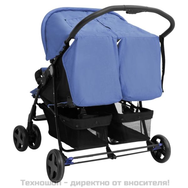 Количка за близнаци, тъмносиня, стомана