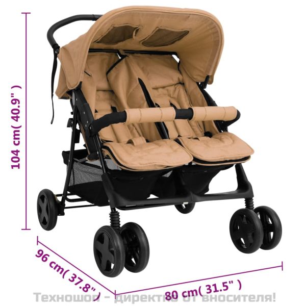 Количка за близнаци, таупе, стомана