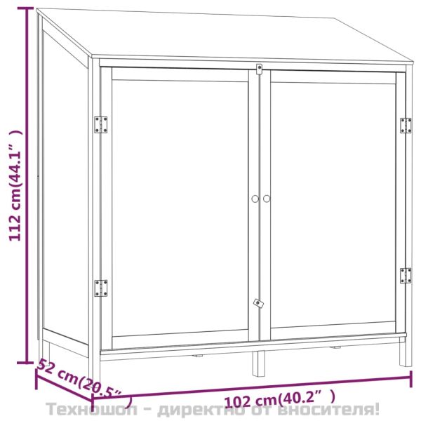 Градинска барака, антрацит, 102x52x112 см, чамово дърво масив