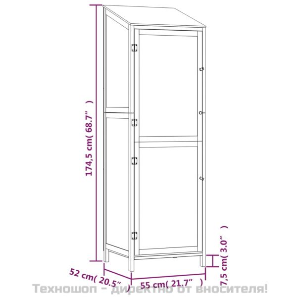 Градинска барака, кафява, 55x52x174,5 см, чамово дърво масив