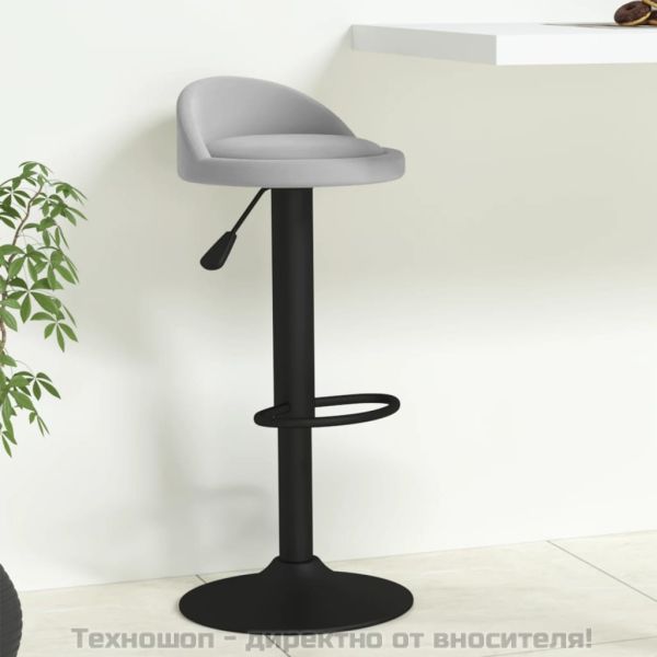 Бар табуретка, светлосива, кадифе