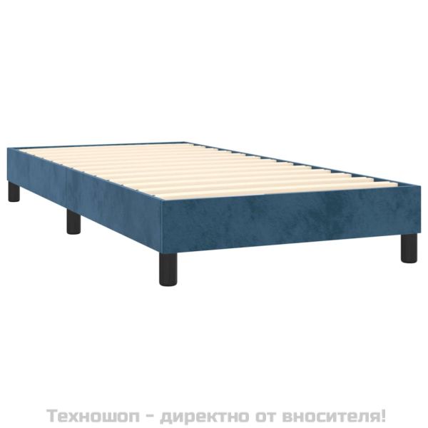 Боксспринг легло с матрак, тъмносиньо, 100x200 см, кадифе
