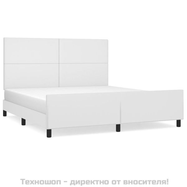 Рамка за легло с табла, бяла, 180x200 см, изкуствена кожа