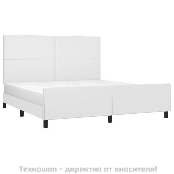 Рамка за легло с табла, бяла, 180x200 см, изкуствена кожа