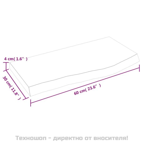Стенен рафт светлокафяв 60x30x(2-4) см обработен масивен дъб