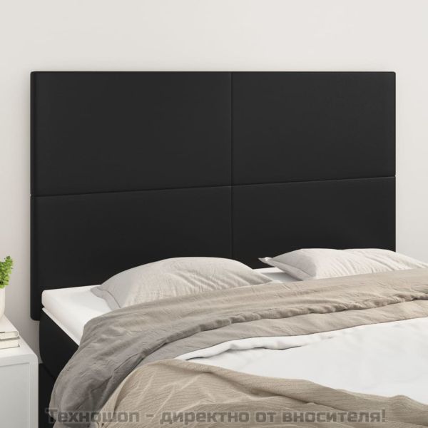 Табла за легло, черна, 144x5x118/128 см, изкуствена кожа