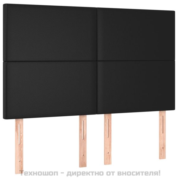 Табла за легло, черна, 144x5x118/128 см, изкуствена кожа