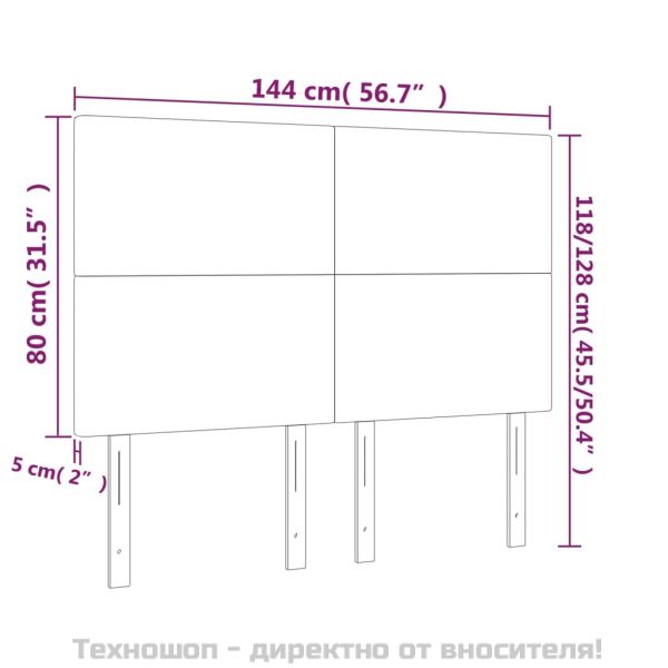 Табла за легло, черна, 144x5x118/128 см, изкуствена кожа