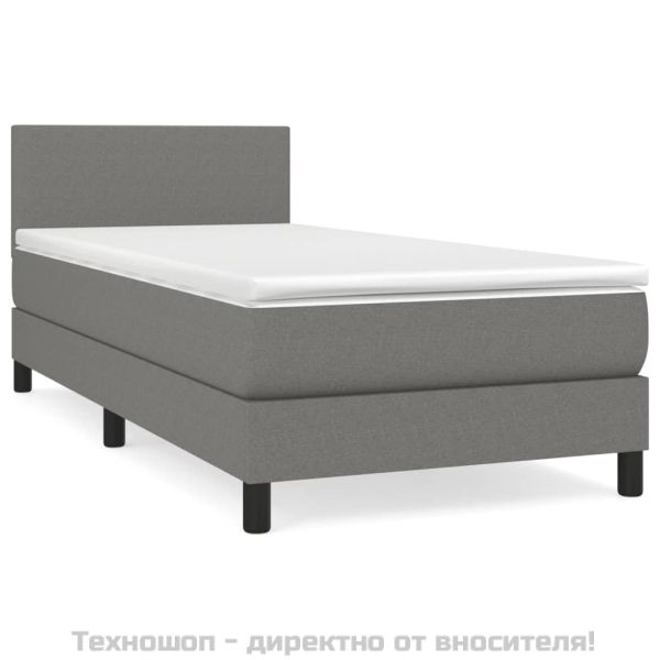 Боксспринг легло с матрак, тъмносив, 80x200 см, плат