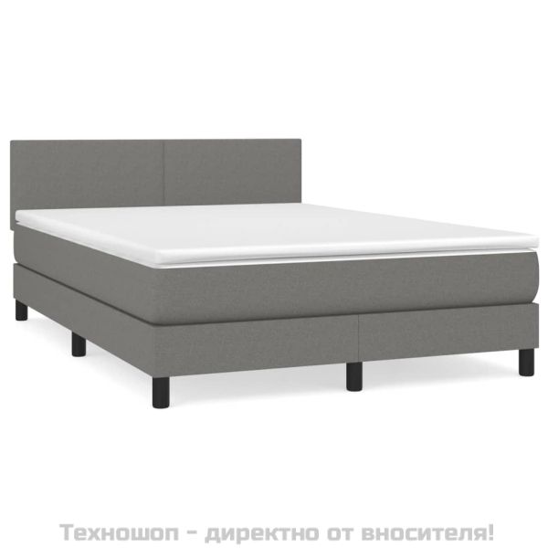 Боксспринг легло с матрак, тъмносиво, 140x190 см плат