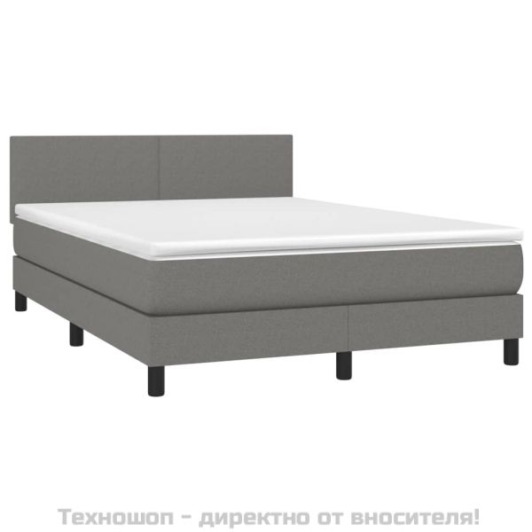 Боксспринг легло с матрак, тъмносиво, 140x190 см плат